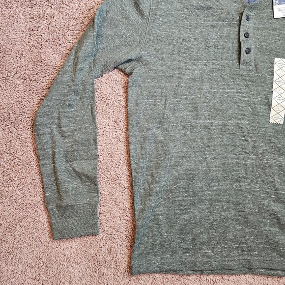 NWT St Johns Bay Henley Shirt Men L Olive Green Long Sleeve Buttons Casual - Picture 6 of 13